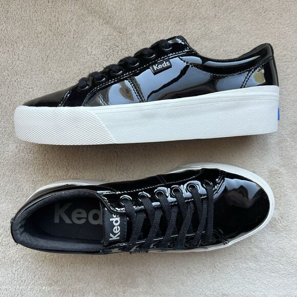 Keds Jump Kick Duo Black Patent Leather Women US 6 Casual Athleisure WH68092 - Picture 1 of 16